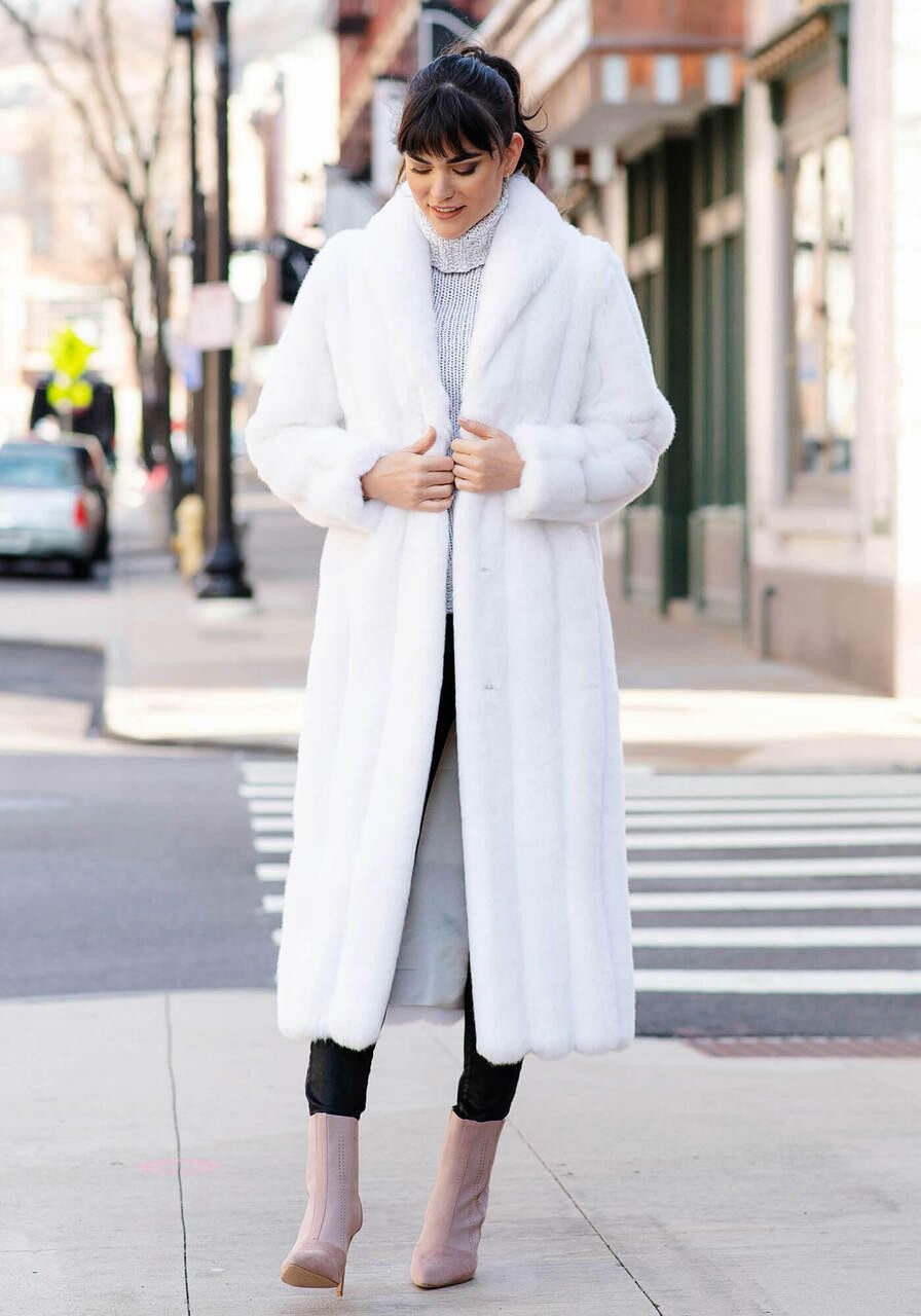 Full length white faux sales fur coat