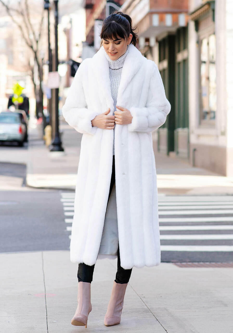 White Mink Signature Full-Length Faux Fur Coat