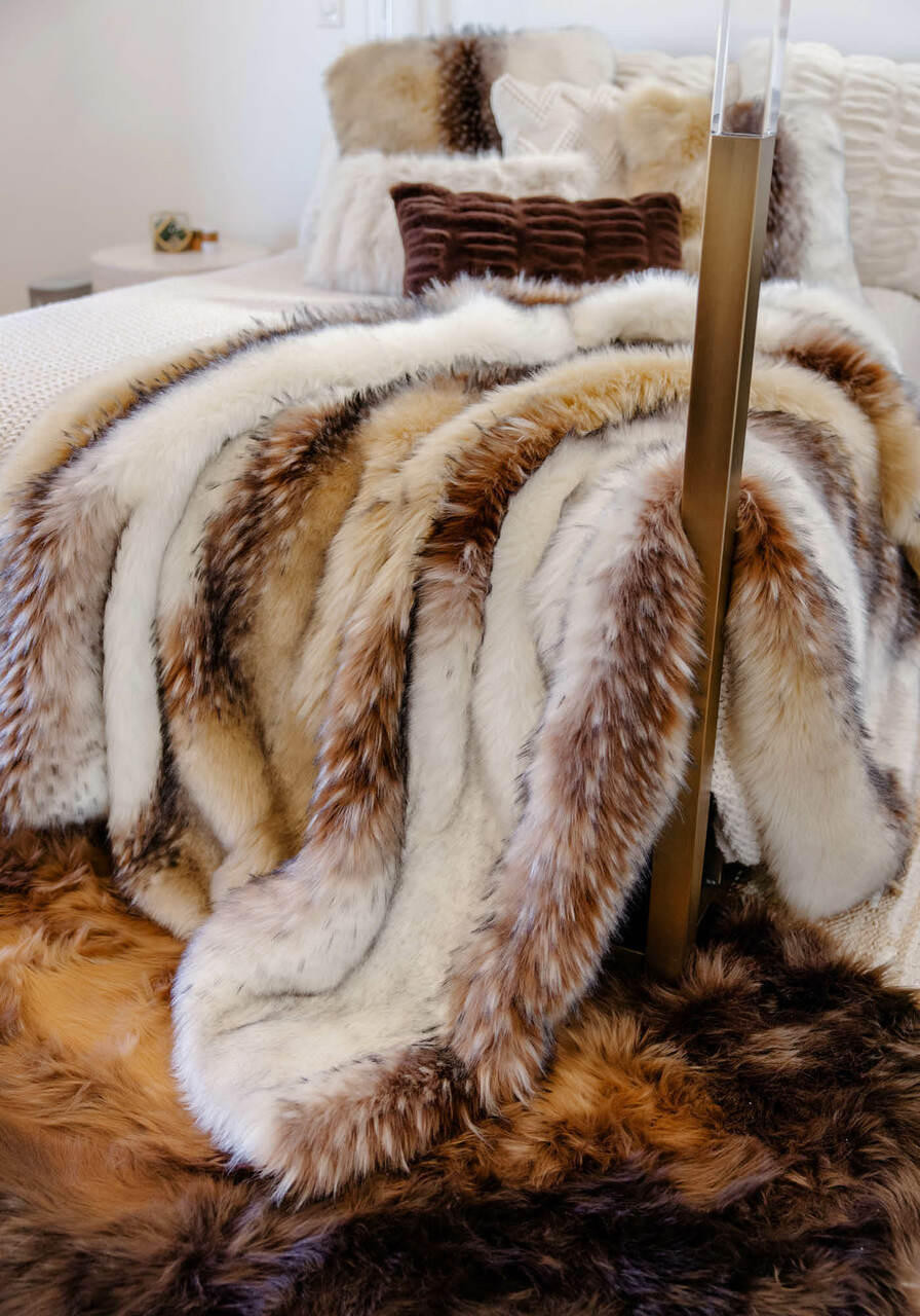 Limited Edition Arctic Wolf Faux Fur Throws -Fabulous-Furs