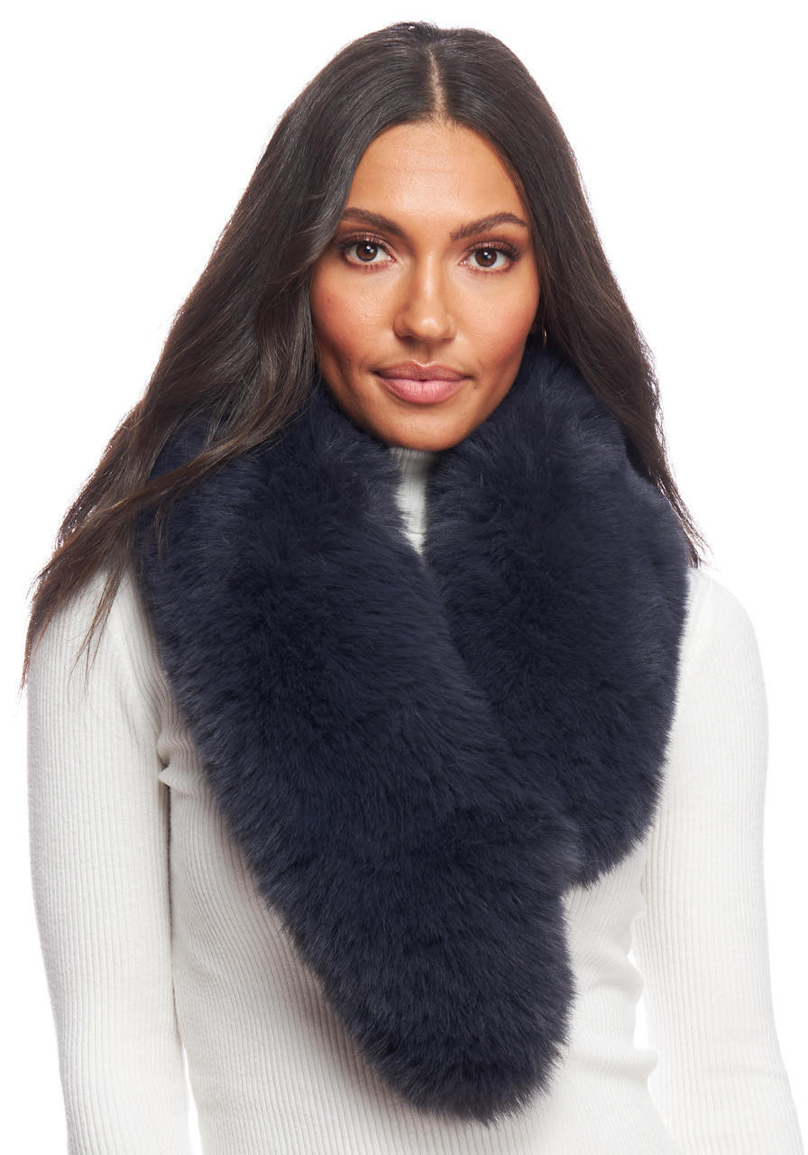 Midnight Fox Faux Fur Chateau Clip Scarf