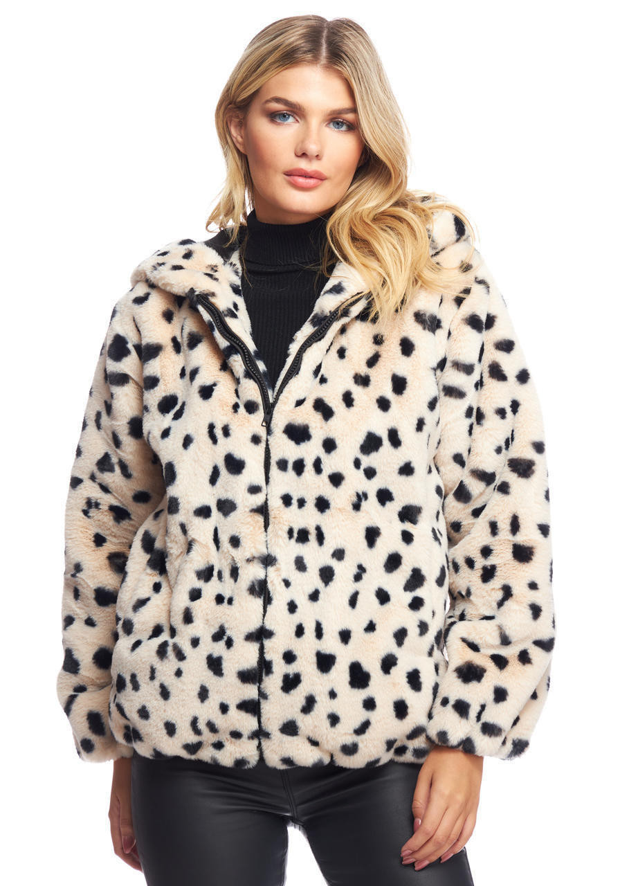Wild Cheetah Faux Fur Hooded Parka Gifts