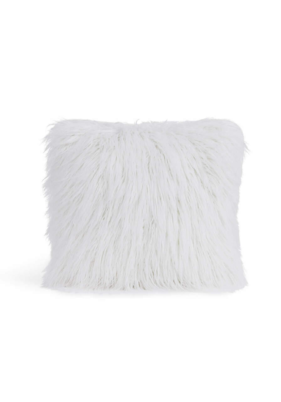 Ivory White Mongolian Lamb Fur Pillow / Cushion