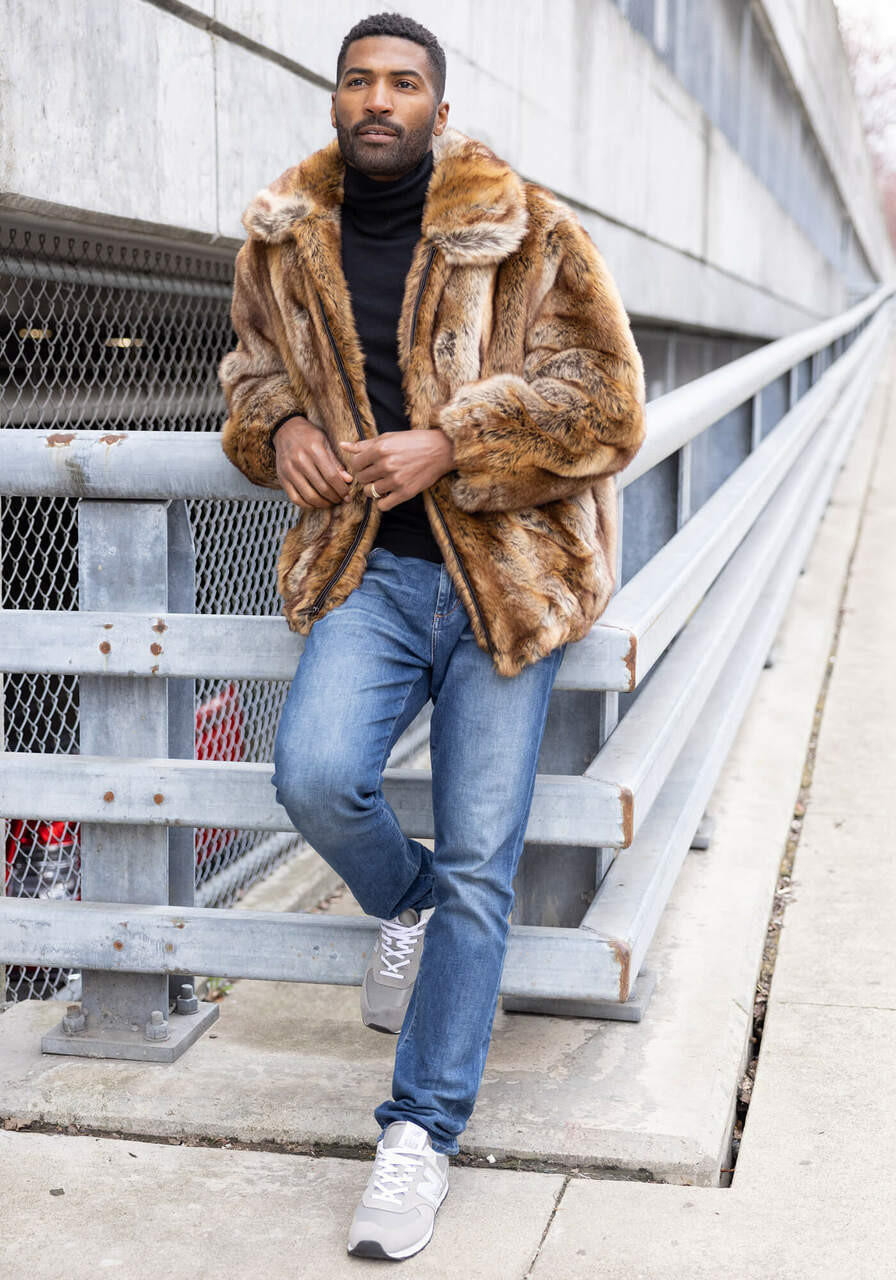 Men's Fisher Faux Fur Bomber Jacket -Fabulous Furs