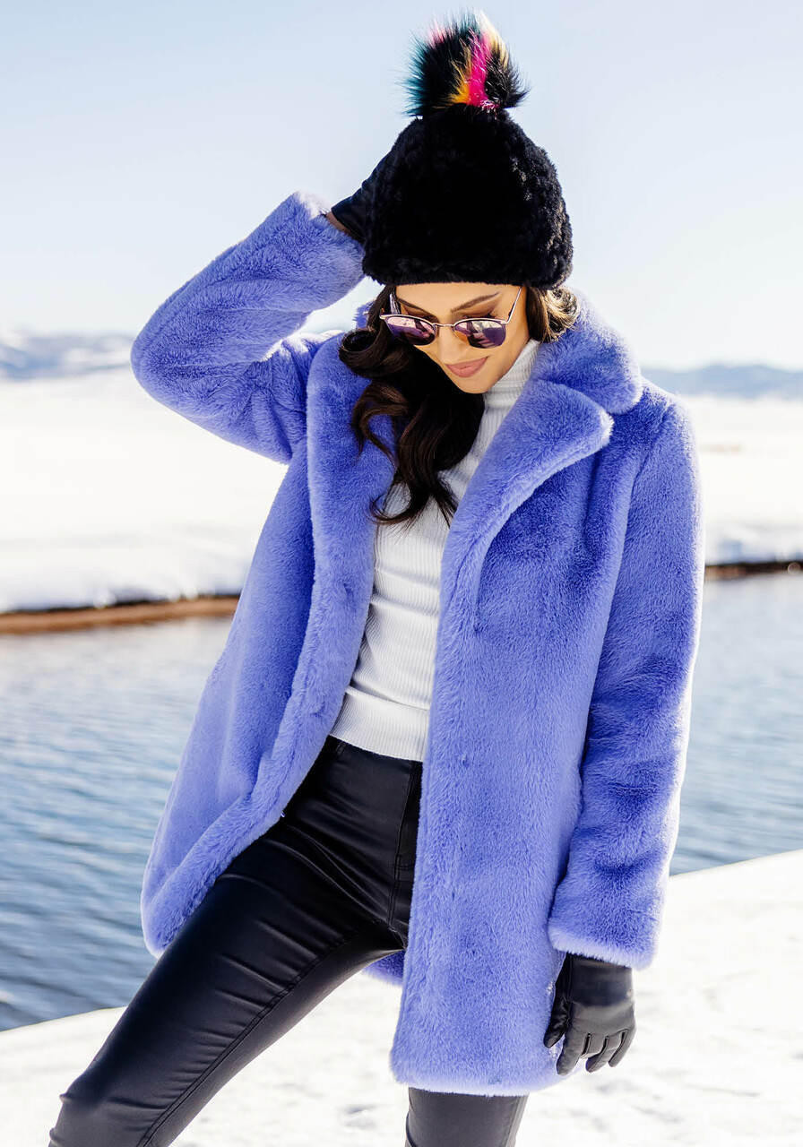 Periwinkle Faux Fur Le Mink Jacket Women's Coats & Jackets