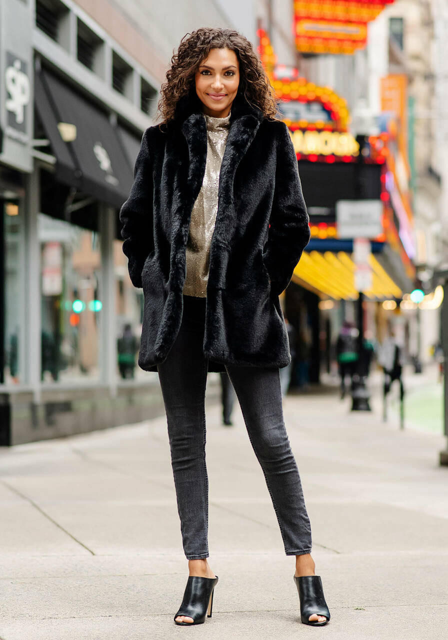 Black Faux Fur Le Mink Jacket Women Fabulous-Furs