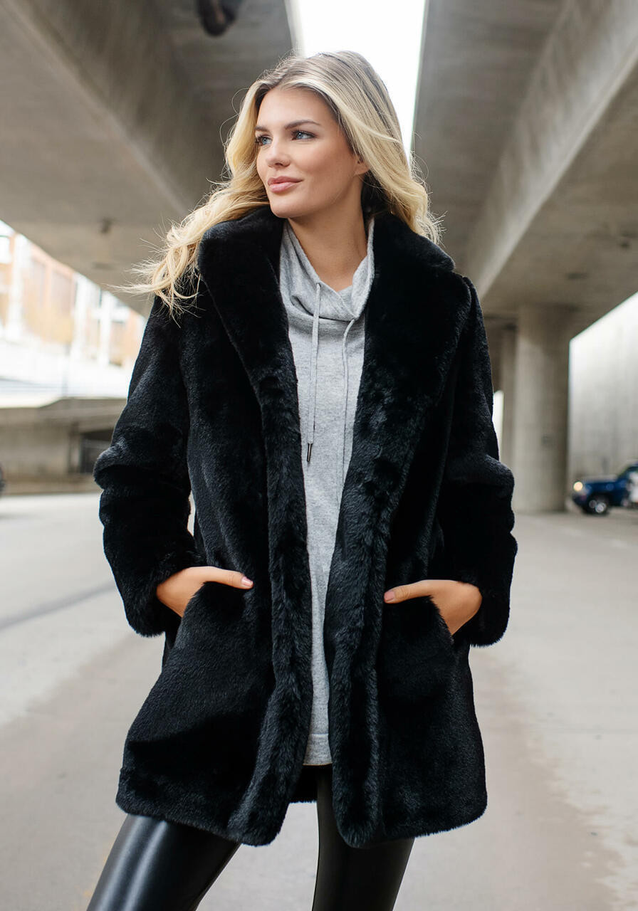 Black Faux Fur Le Mink Jacket - Donna Salyers Fabulous-Furs