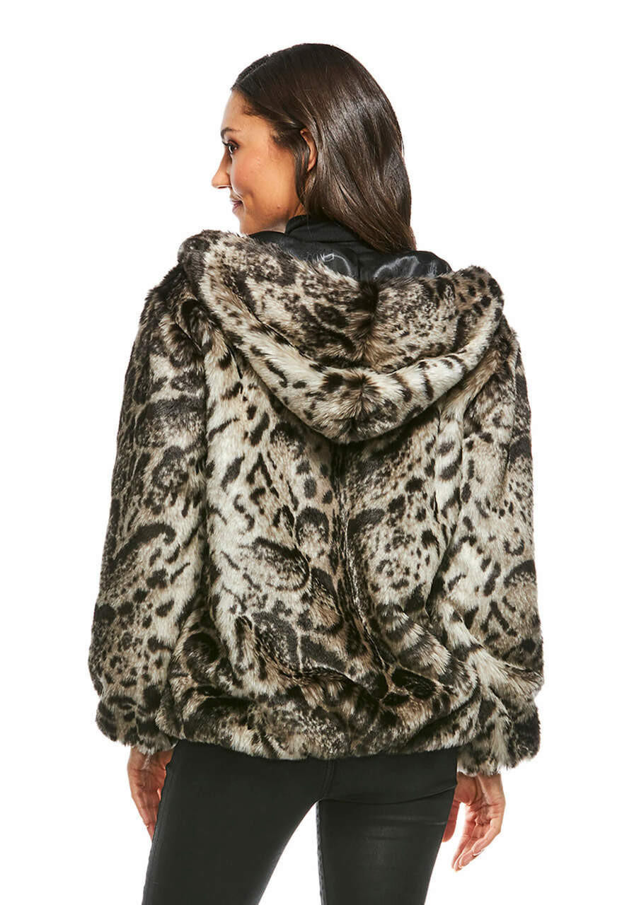 Ghost Leopard Faux Fur Hooded Parka Fabulous Furs