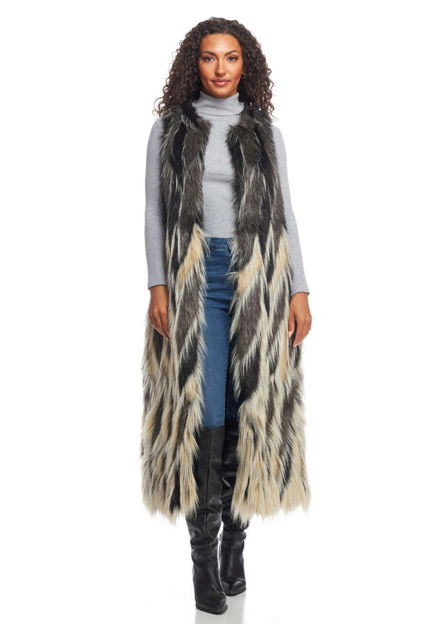 Influencer Faux Fur Maxi Vest Women's Vests