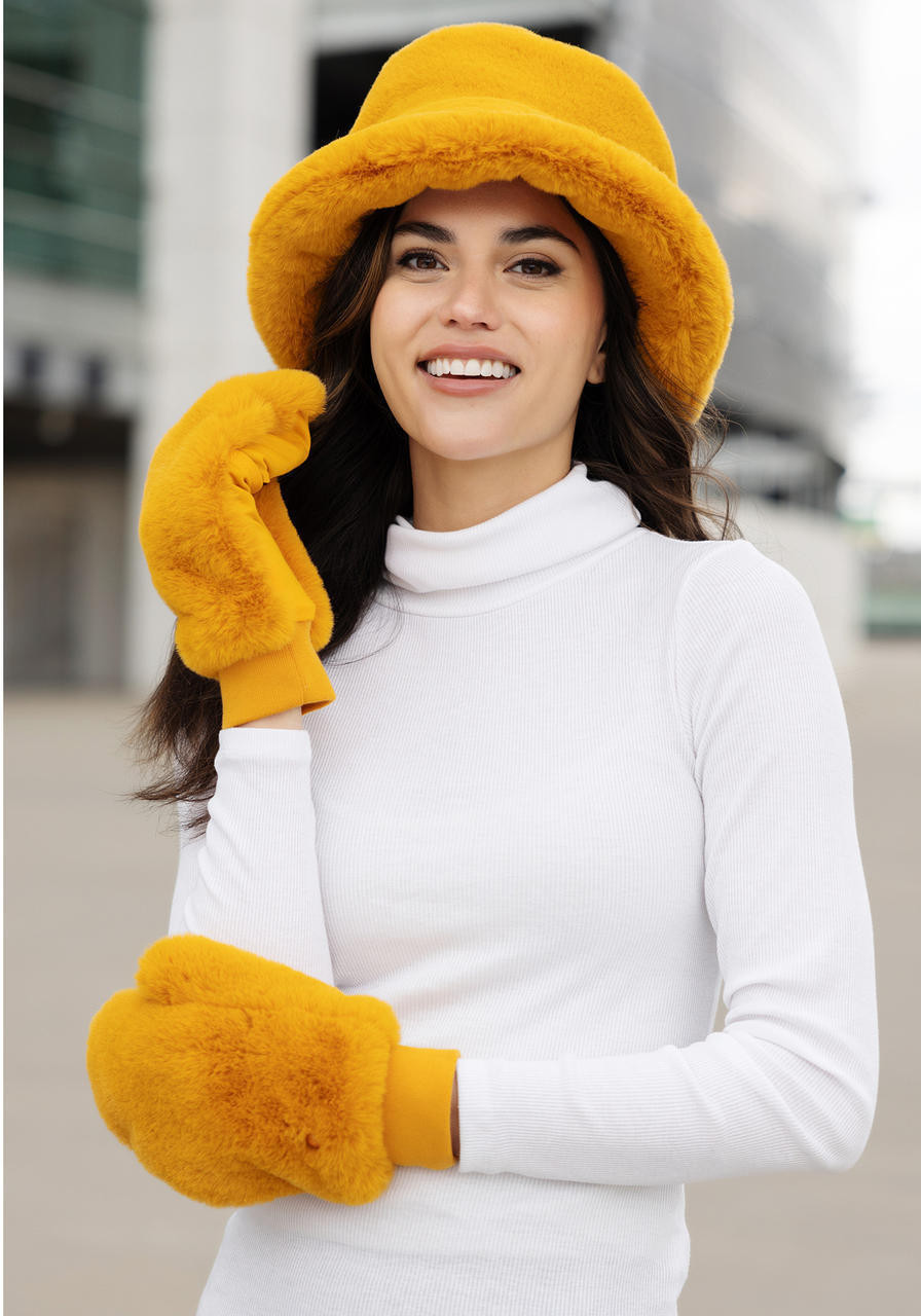 Marigold Faux Fur Bucket Hat Hats & Headwear