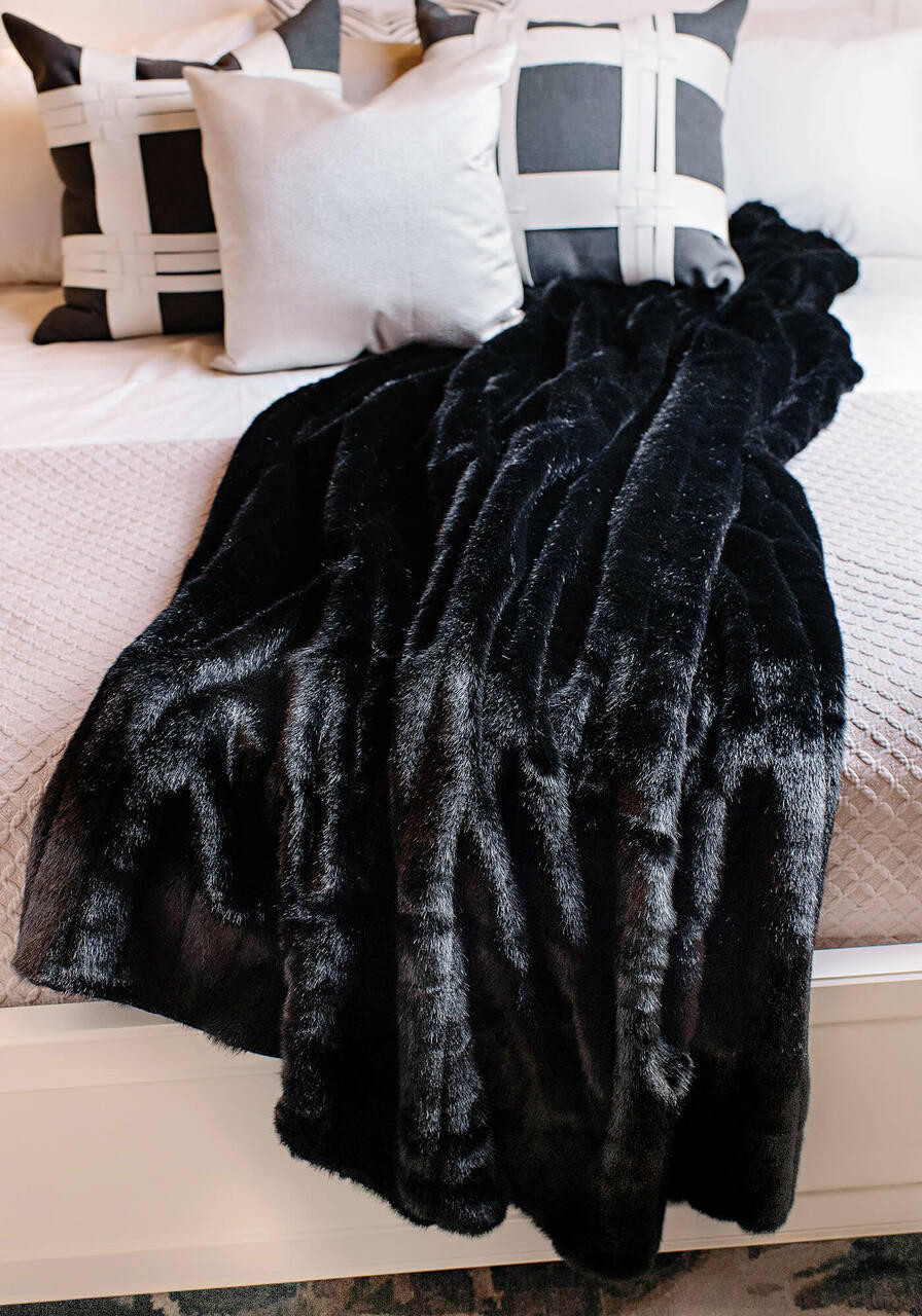 Signature Series Black Mink Faux Fur Throws