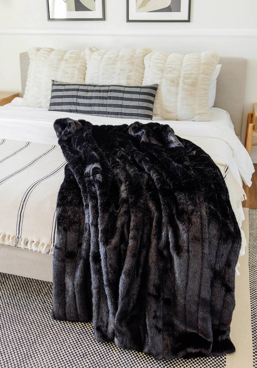 Signature Series Black Mink Faux Fur Throws