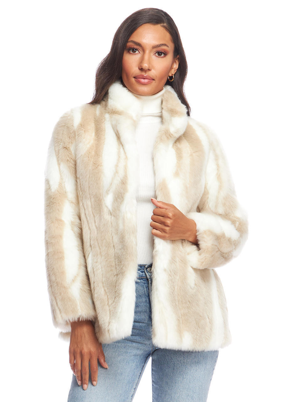 Fabulous-Furs Donna Salyers Cape Fox Faux Fur Shawl Collar Coat
