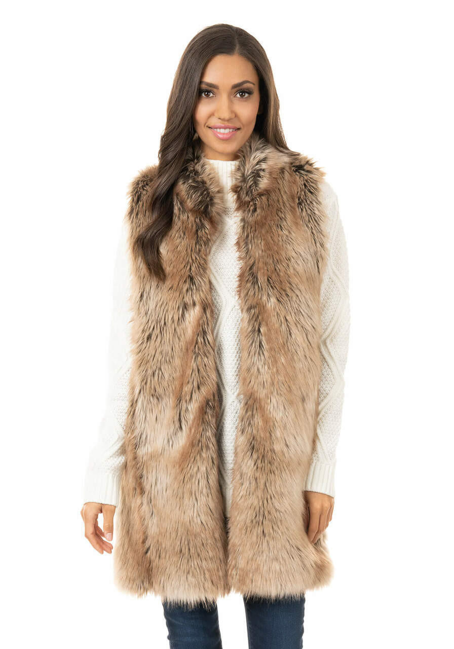 Tipped Coyote Faux Fur Every-Wear Vest -Fabulous-Furs