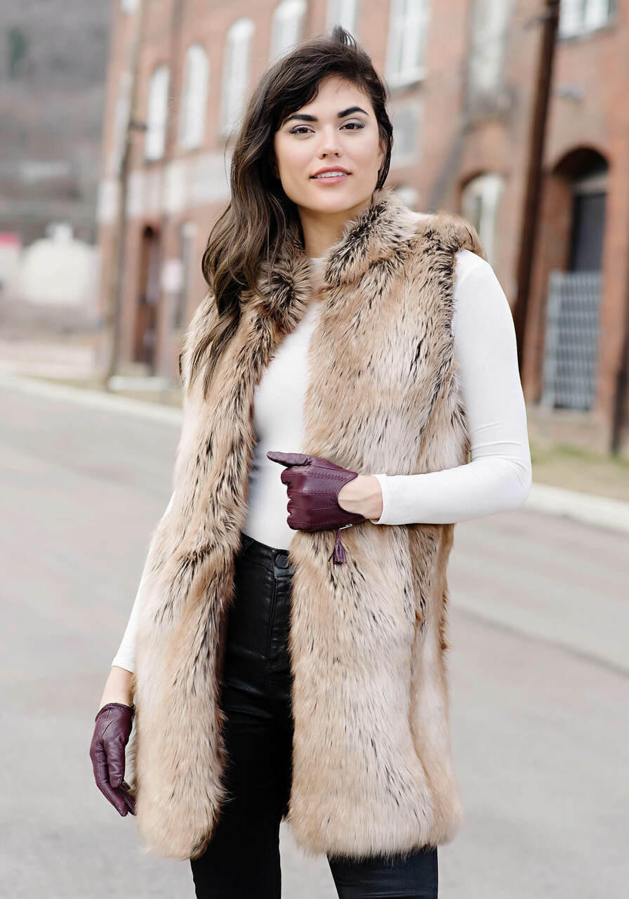 Tipped Coyote Faux Every-Wear Vest - Salyers Fabulous-Furs