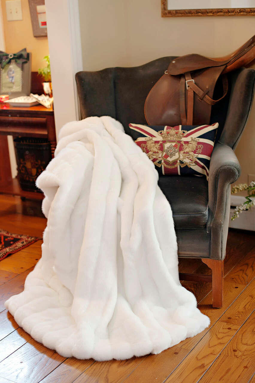 Signature Series White Mink Faux Fur Throws