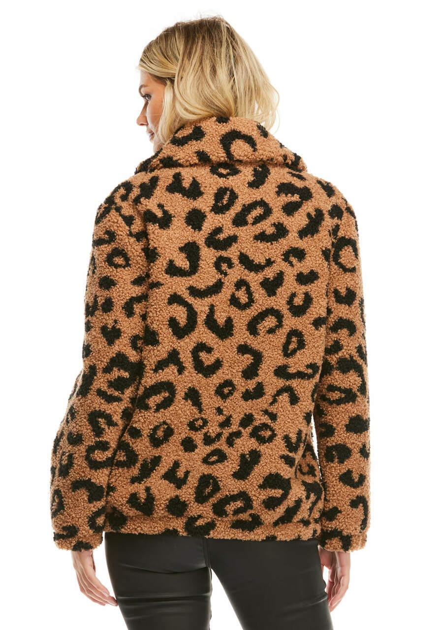 Leopard Faux Fur Teddy Bomber Jacket - Fabulous-Furs