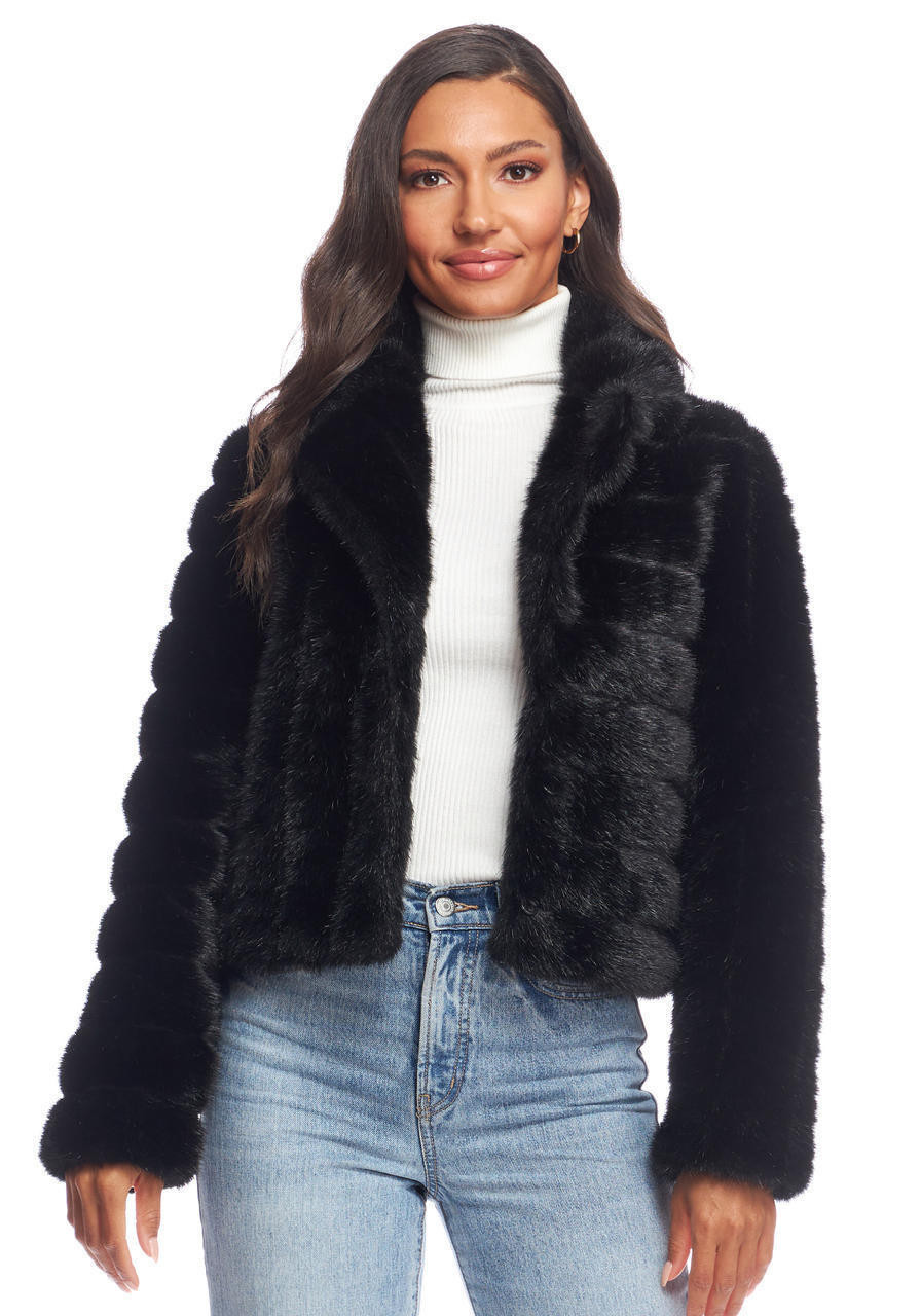 Black Faux Fur Maven Mink Jacket Women's Coats & Jackets