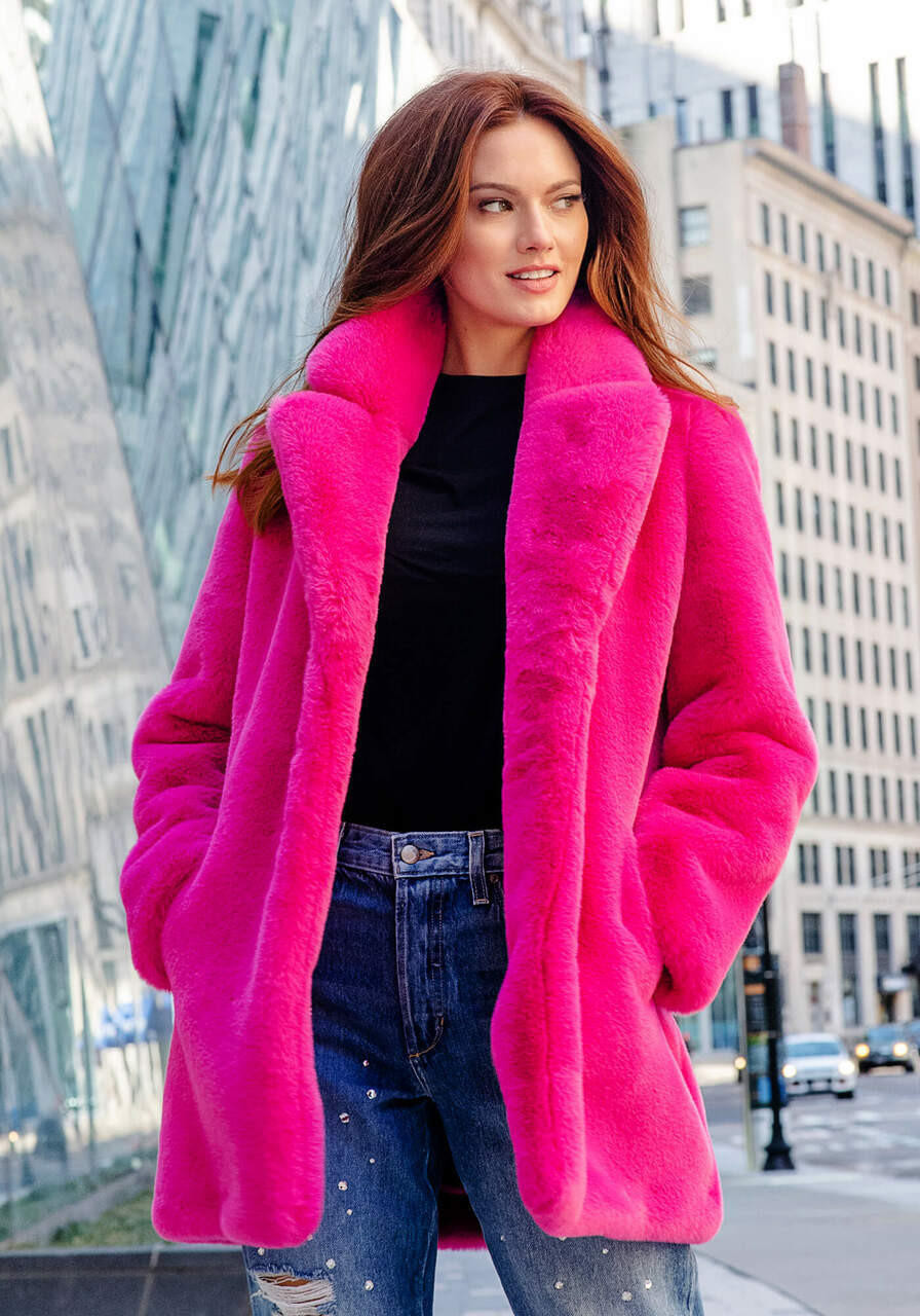 Hot Pink Faux Fur Le Mink Jacket Women Fabulous-Furs