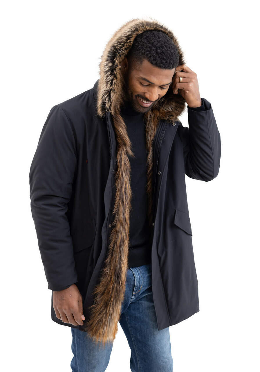 PARKA FAUX FUR TRIM JACKET