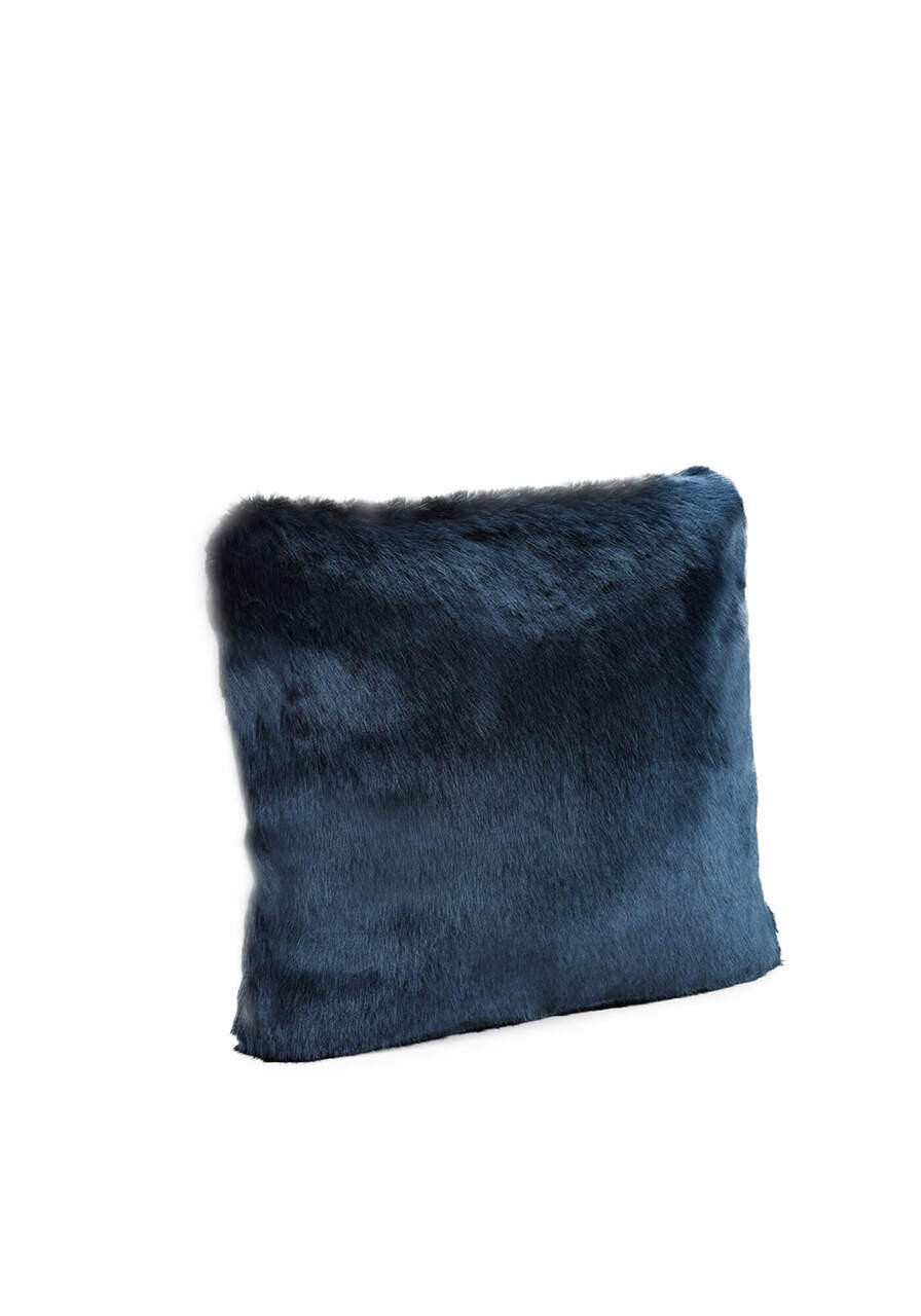 Couture Collection Steel Blue Mink Faux Fur Pillows