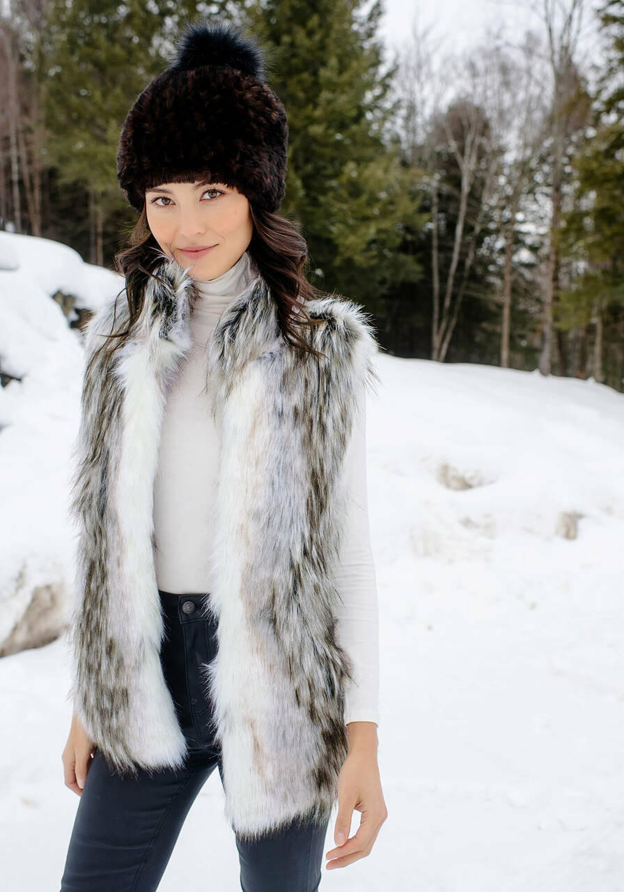 Gray faux shop fur vest