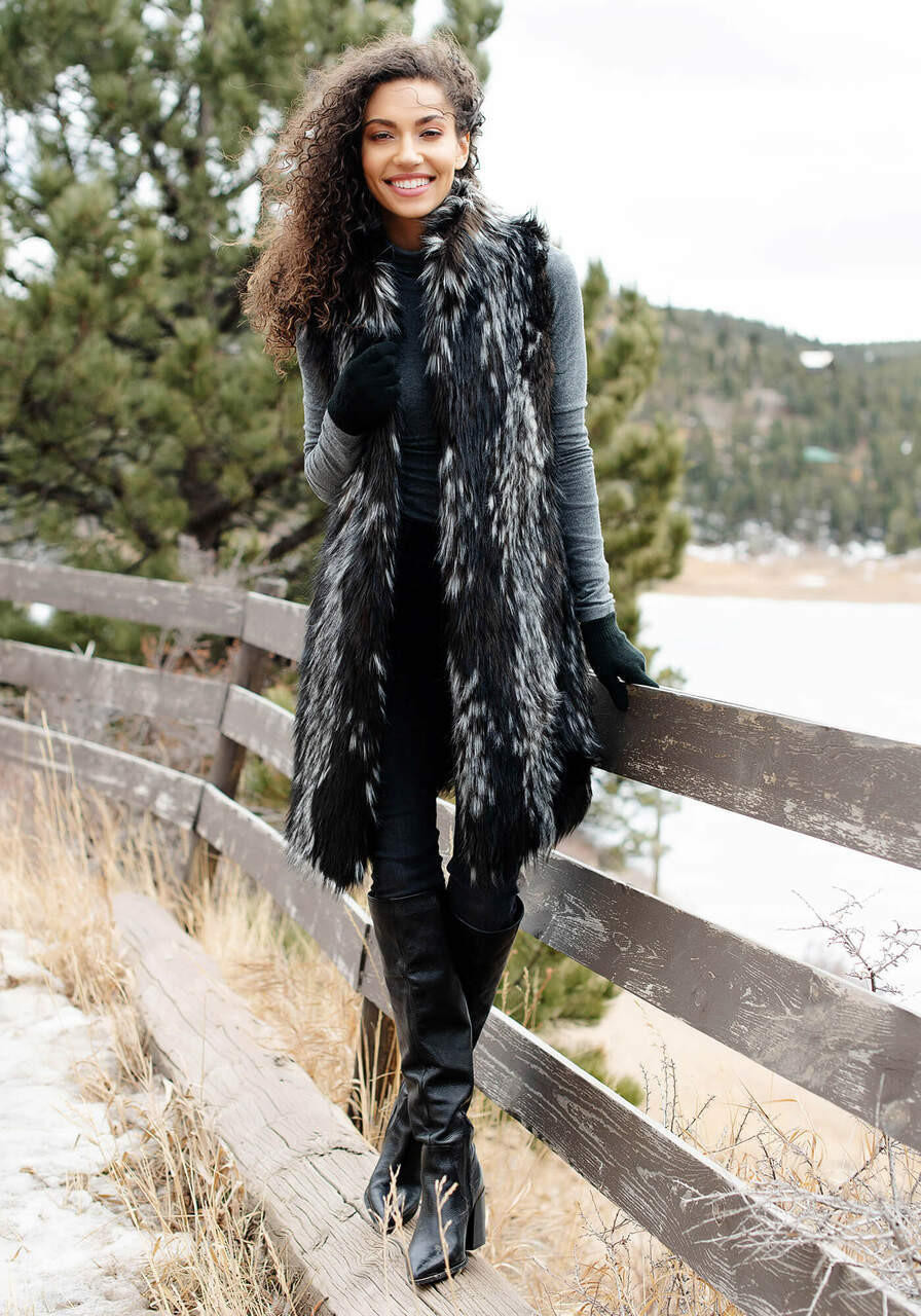 Midnight Fox Faux Fur Stroller Vest