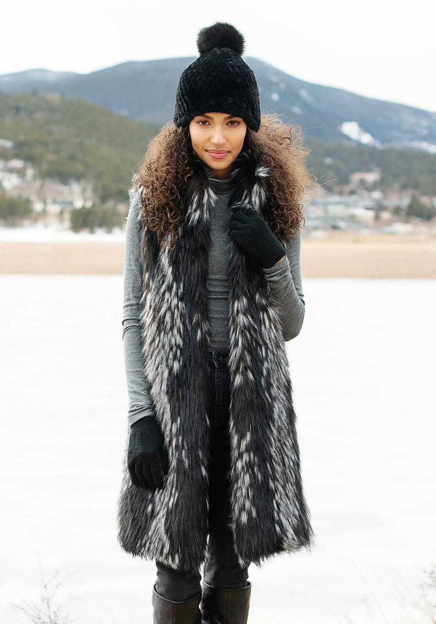 Midnight Fox Faux Fur Stroller Vest