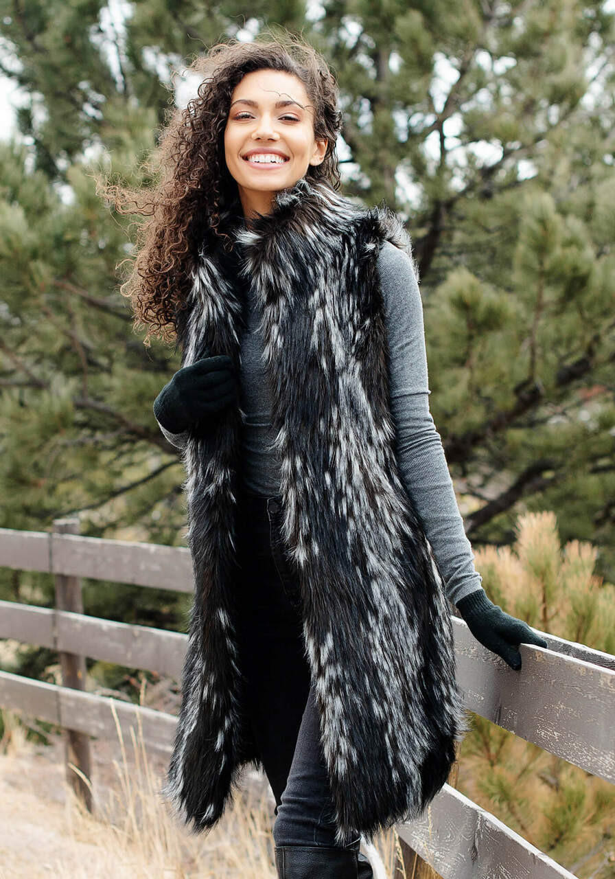 Midnight Fox Faux Fur Stroller Vest