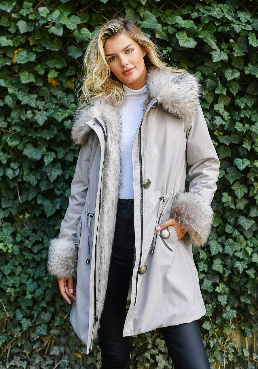 Trench Coat With Fur Trim