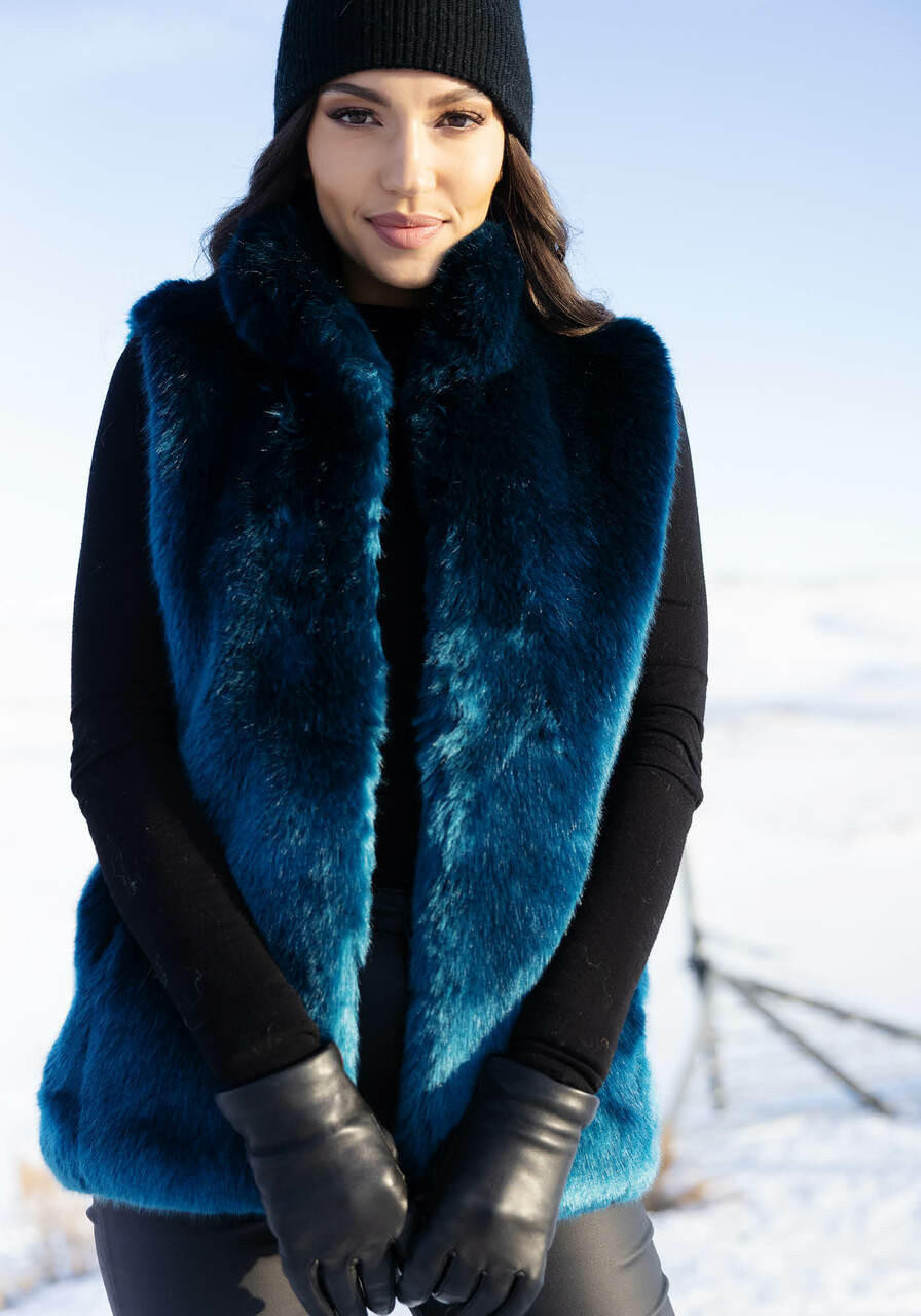 Sapphire Mink Faux Fur Couture Hook Vest Gifts