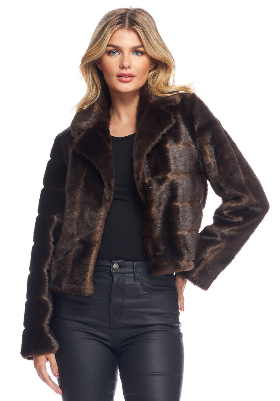 Black Rabbit Fur Bomber Jacket with Hood - Small at  Women's