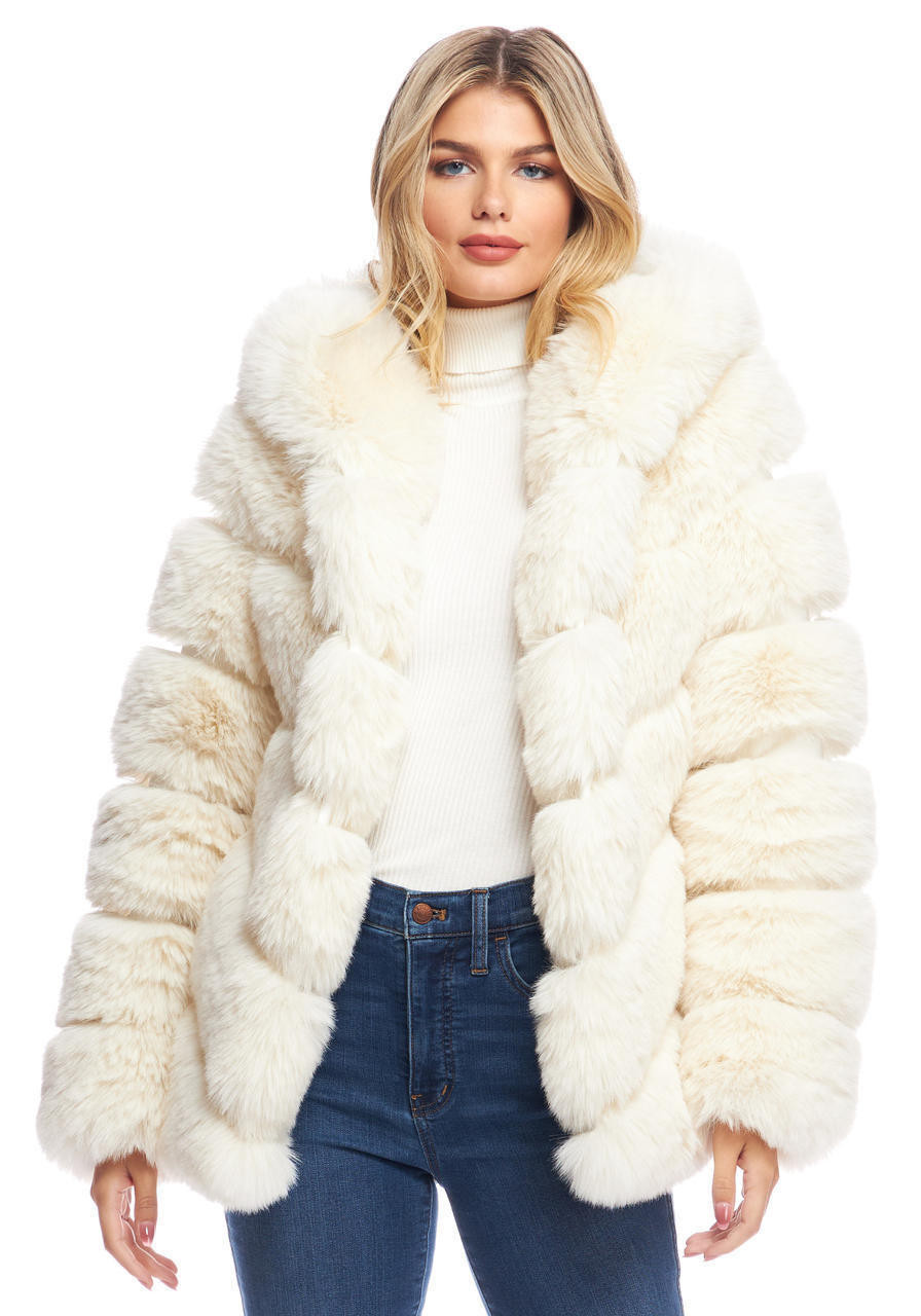 Cozy Combo Vegan Fur Puffer Jacket - Cream - Bernardo