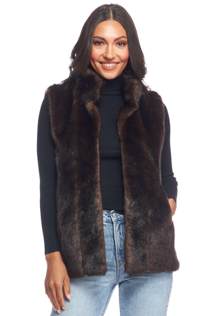 Womens Faux Fur Vest - Western Explorer Faux Fur Vest Waistcoat