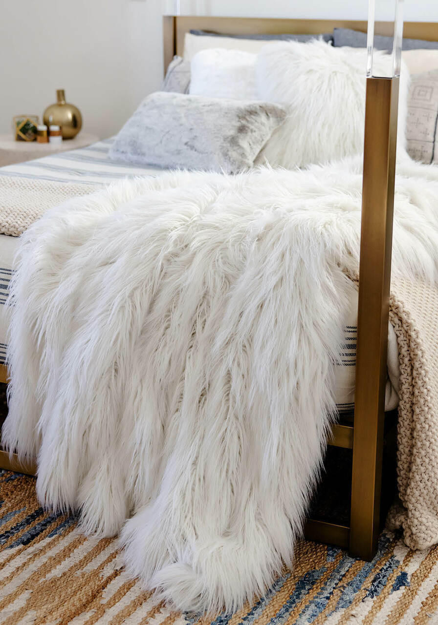 Signature Series White Tibetan Lamb Faux Fur Throws Gifts