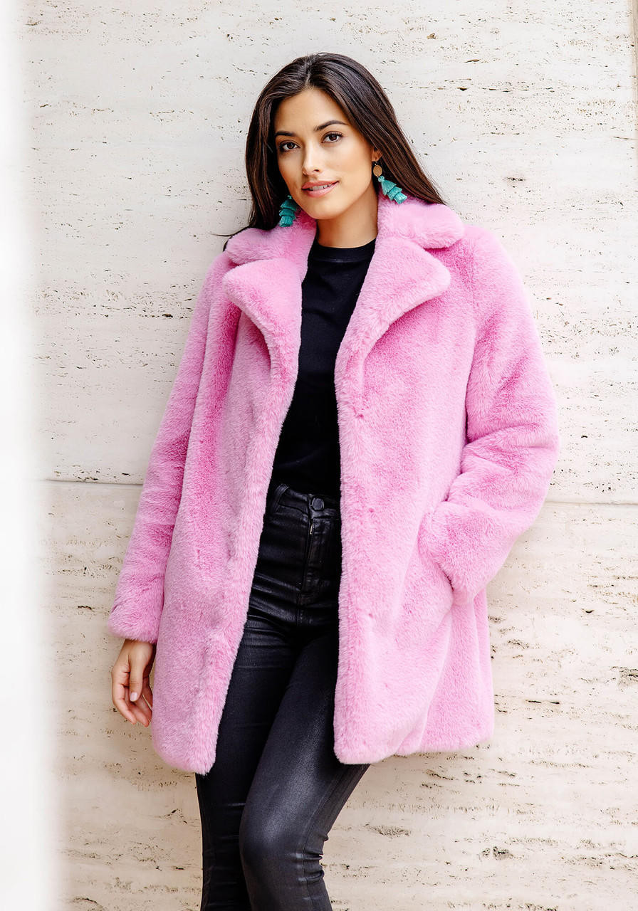 Light Pink Faux Fur Le Mink Jacket - Fabulous-Furs