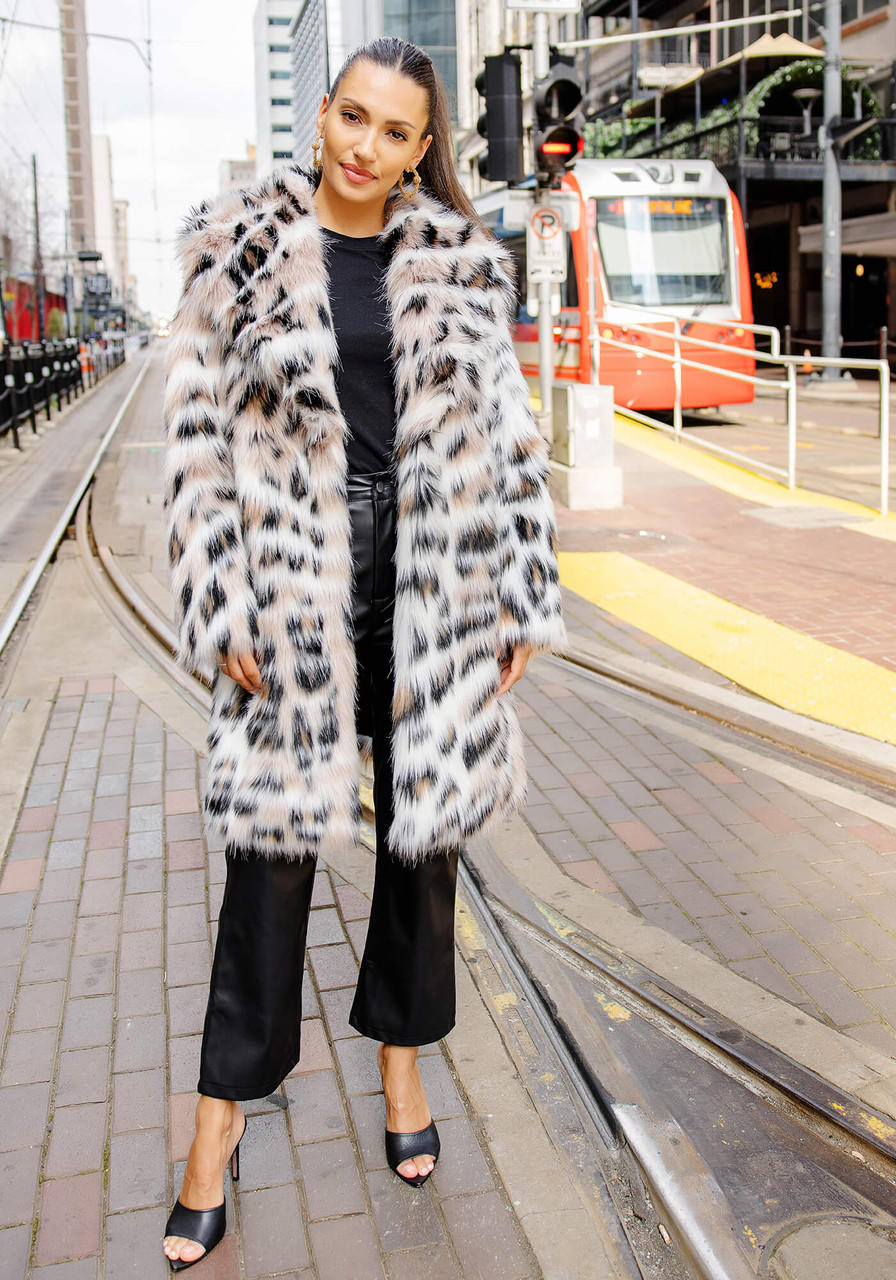  Faux Fur Coat Sサイズ Wild Side Faux Fur Knee-Length Coat - Fabulous-Furs