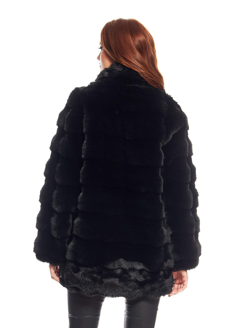 Black Faux Fur Rainier Reversible Mink Coat