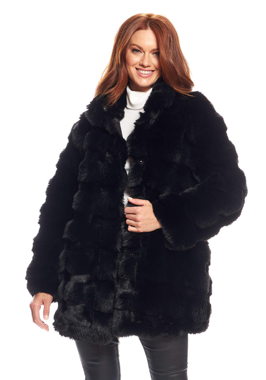 Black Faux Fur Rainier Reversible Mink Coat