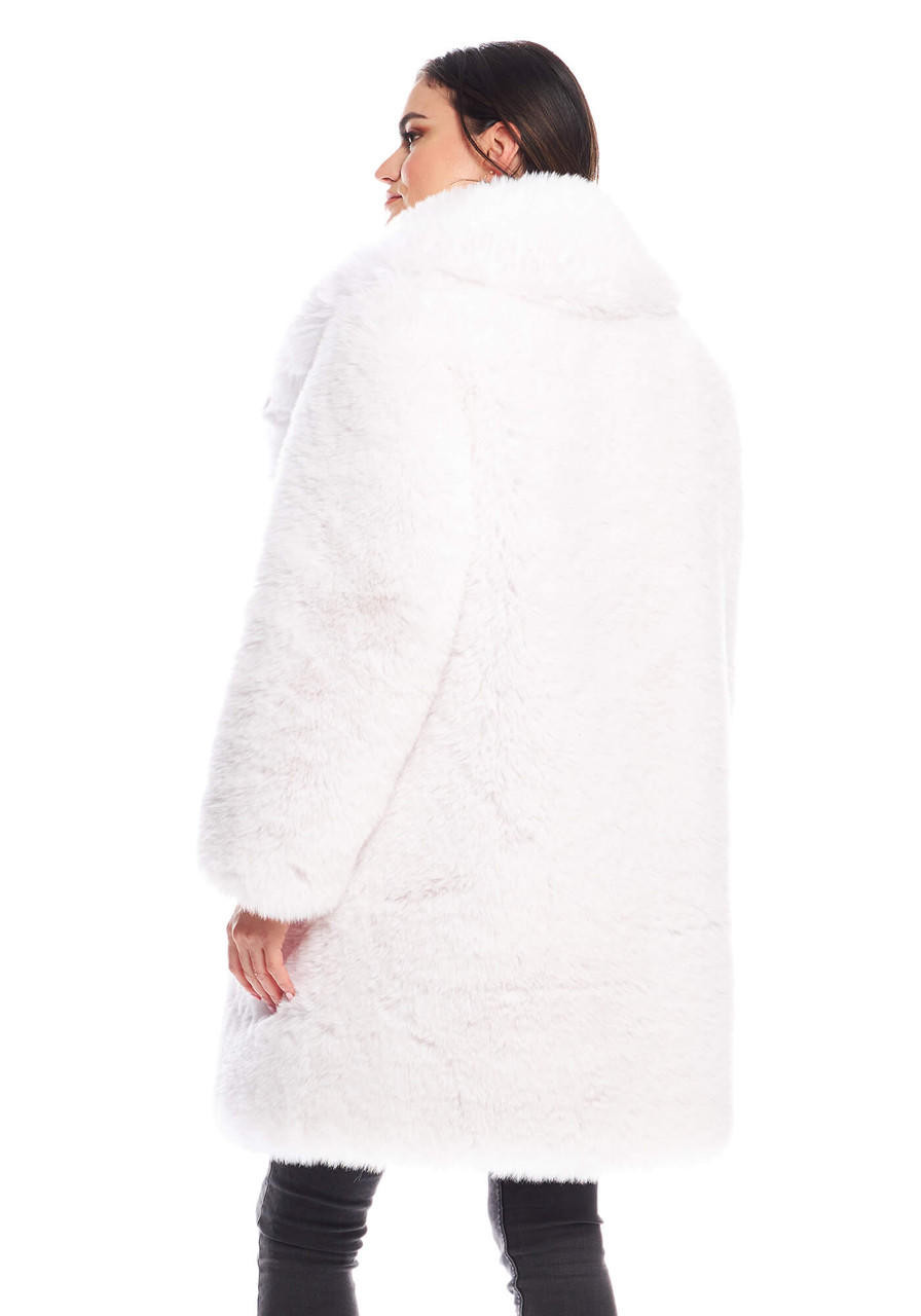 White Faux Fur Snow Stopper Knee-Length Coat - Fabulous-Furs