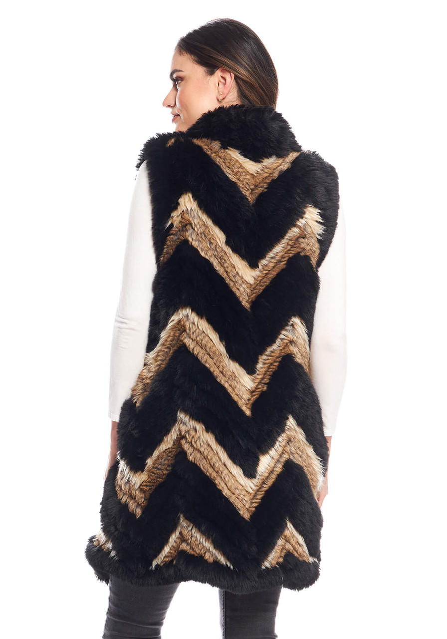 Kayce Faux Fur Knitted Fur Knee-Length Vest