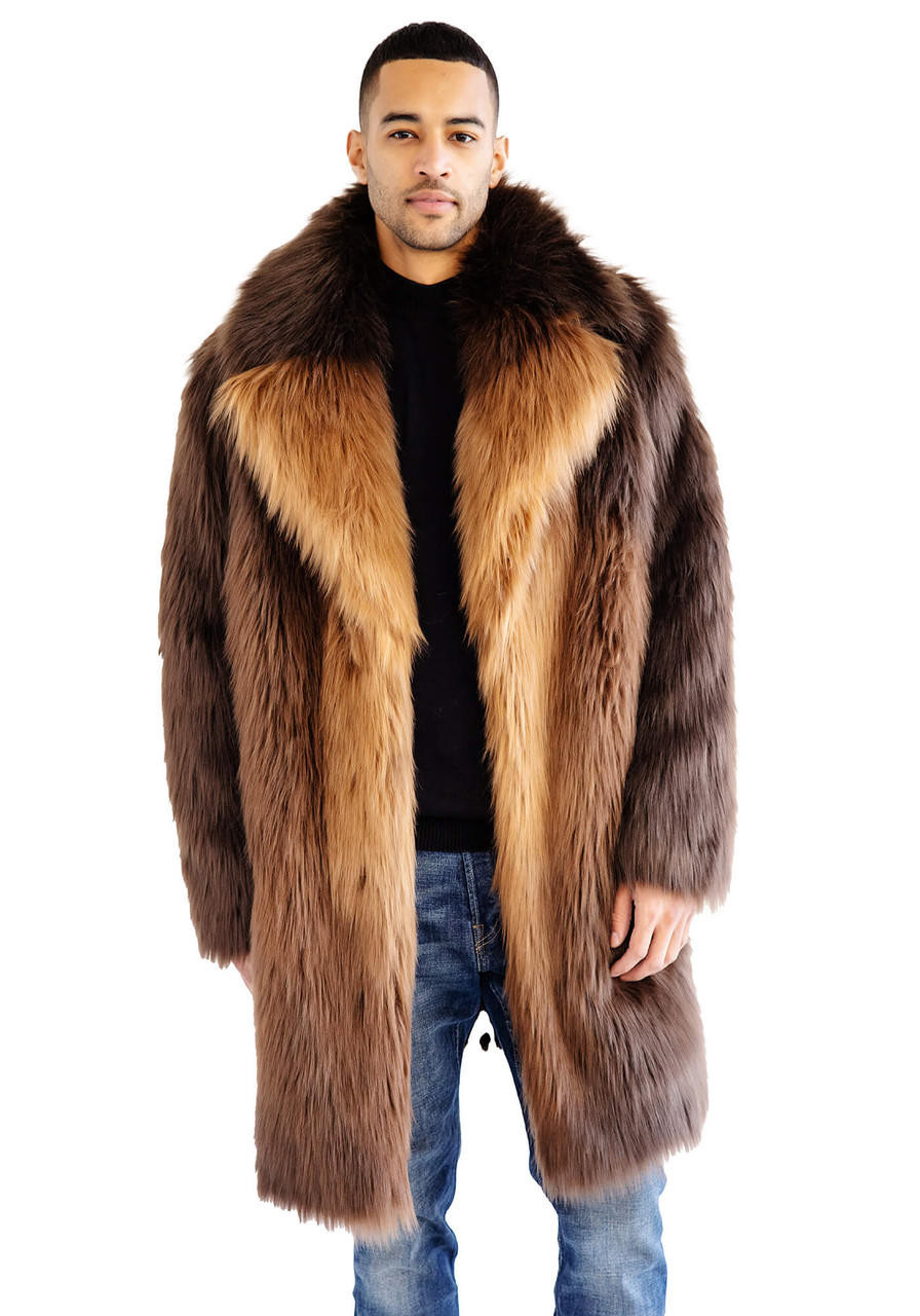 Mens Fashion Faux Fur Thick Coat Jacket Furry Parka Faux Mink