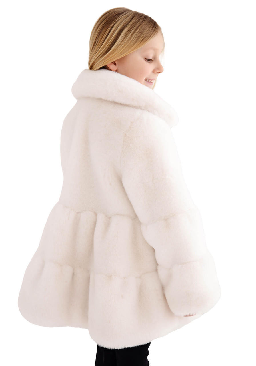 Kid's Ivory Faux Fur CeCe Swing Coat