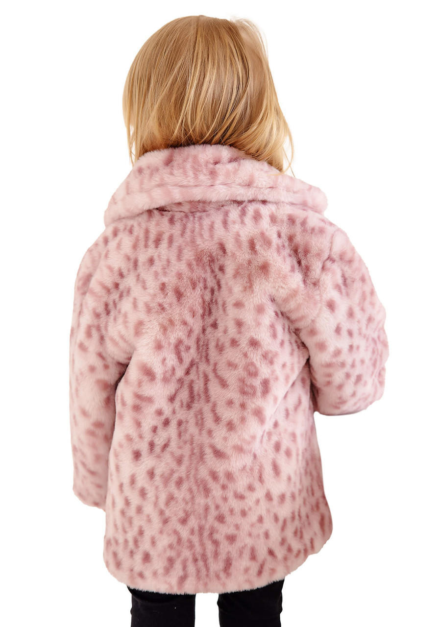 Kid's Pink Leopard Faux Fur Lulu Coat