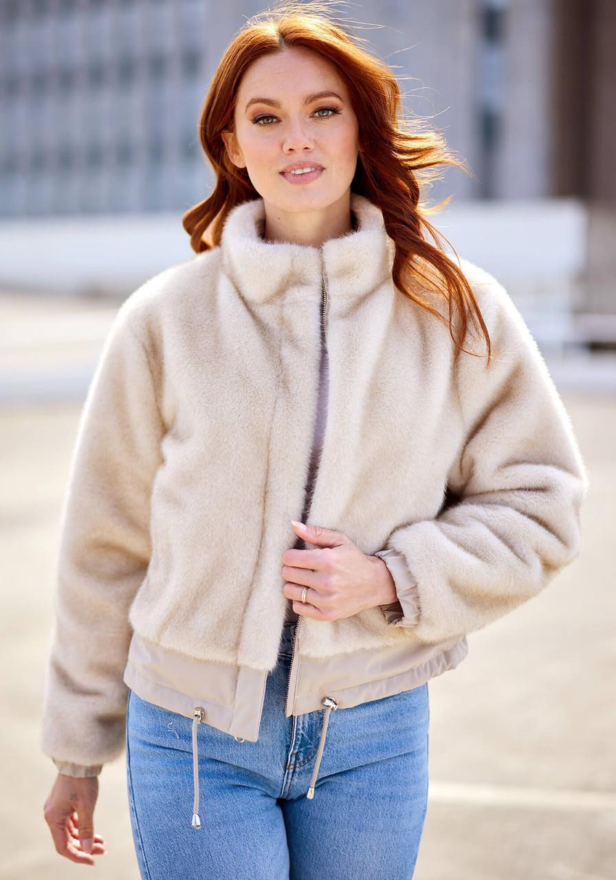 ジャケット・アウター Faux Fur Reversible Coat Ivory Insta Reversible Faux Fur Zip Jacket