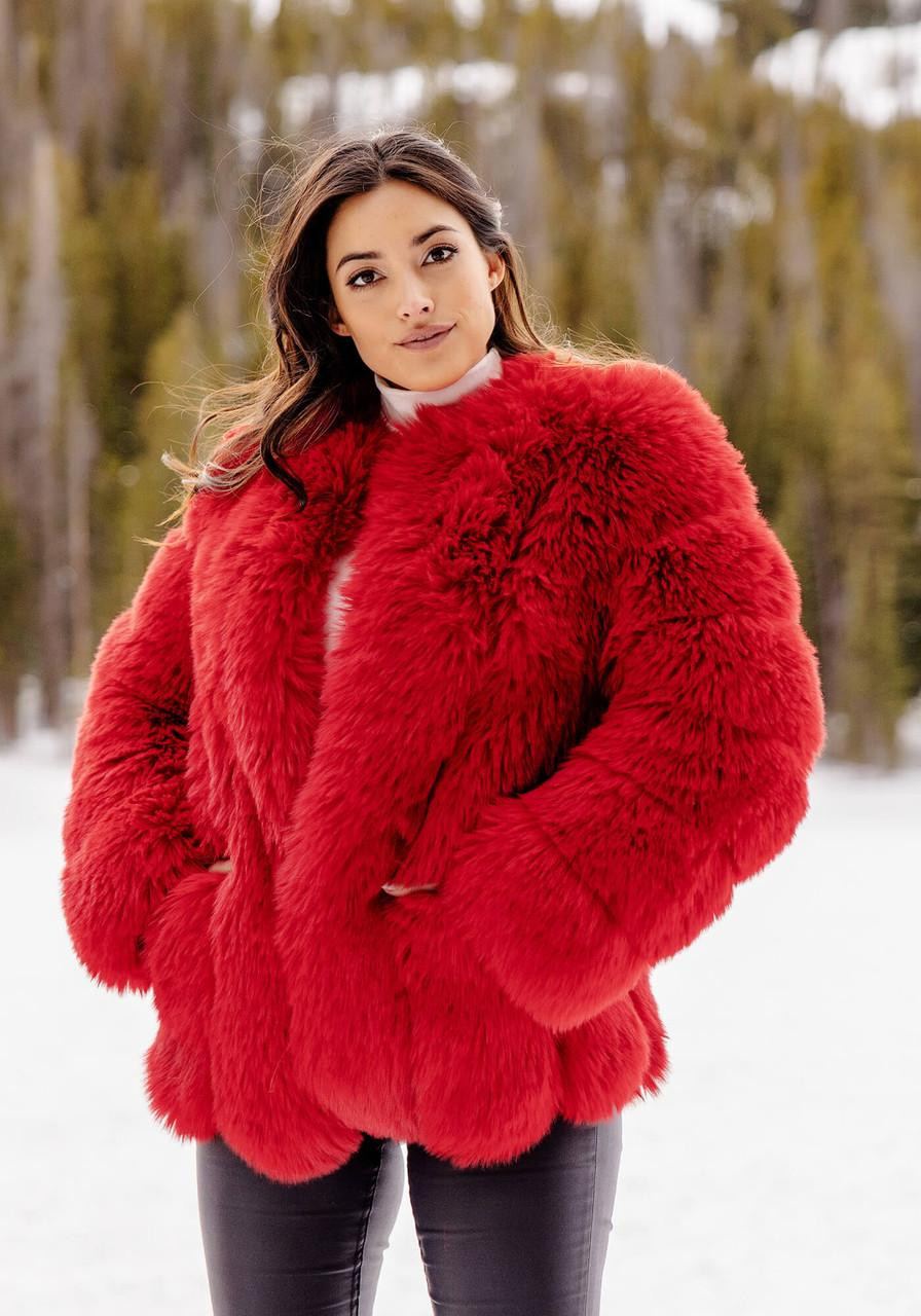 Cherry Fox Faux Fur Avante Coat - Fabulous Furs