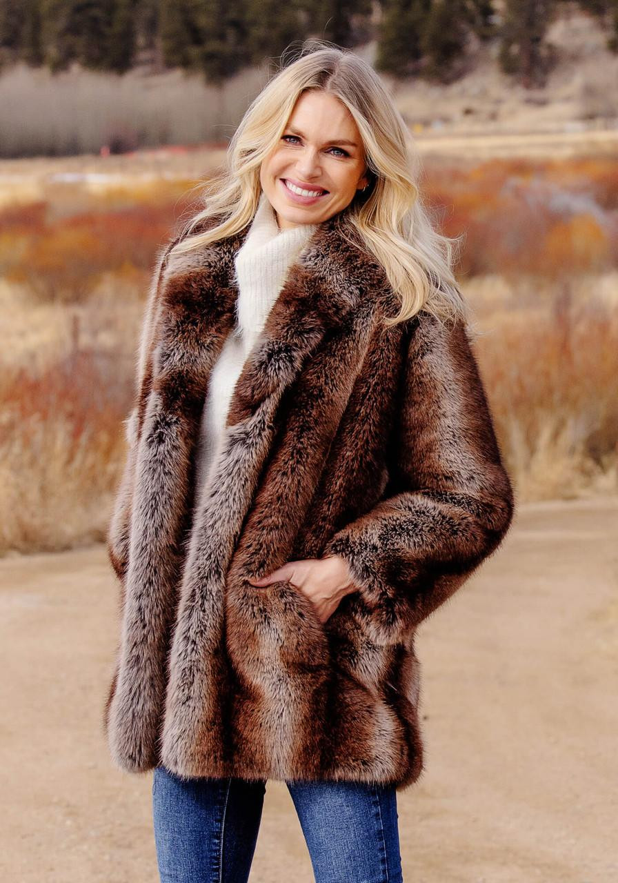 6(ROKU)FAKE FUR SHAWL COLLAR COAT サイズ36 Tanuki Faux Fur Shawl Collar Coat - Fabulous Furs