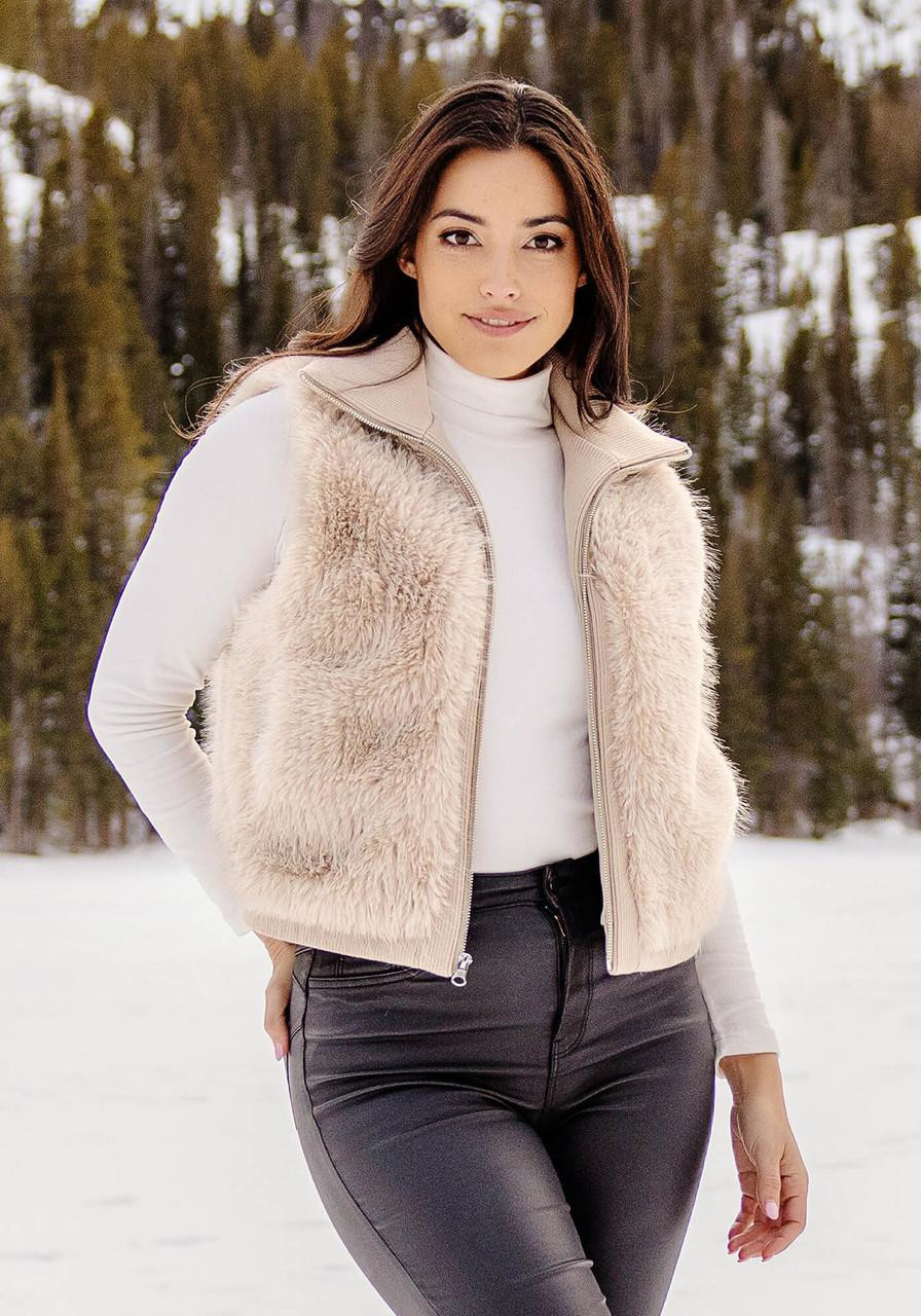 Champagne Fox Faux Fur Parkside Zip Vest - Fabulous Furs