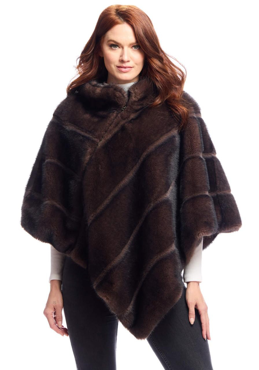 Whiskey Faux Fur Carly Zip Poncho Fabulous Furs