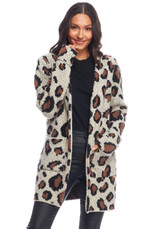 Snow Leopard Chenille Cardigan Women's Apparel