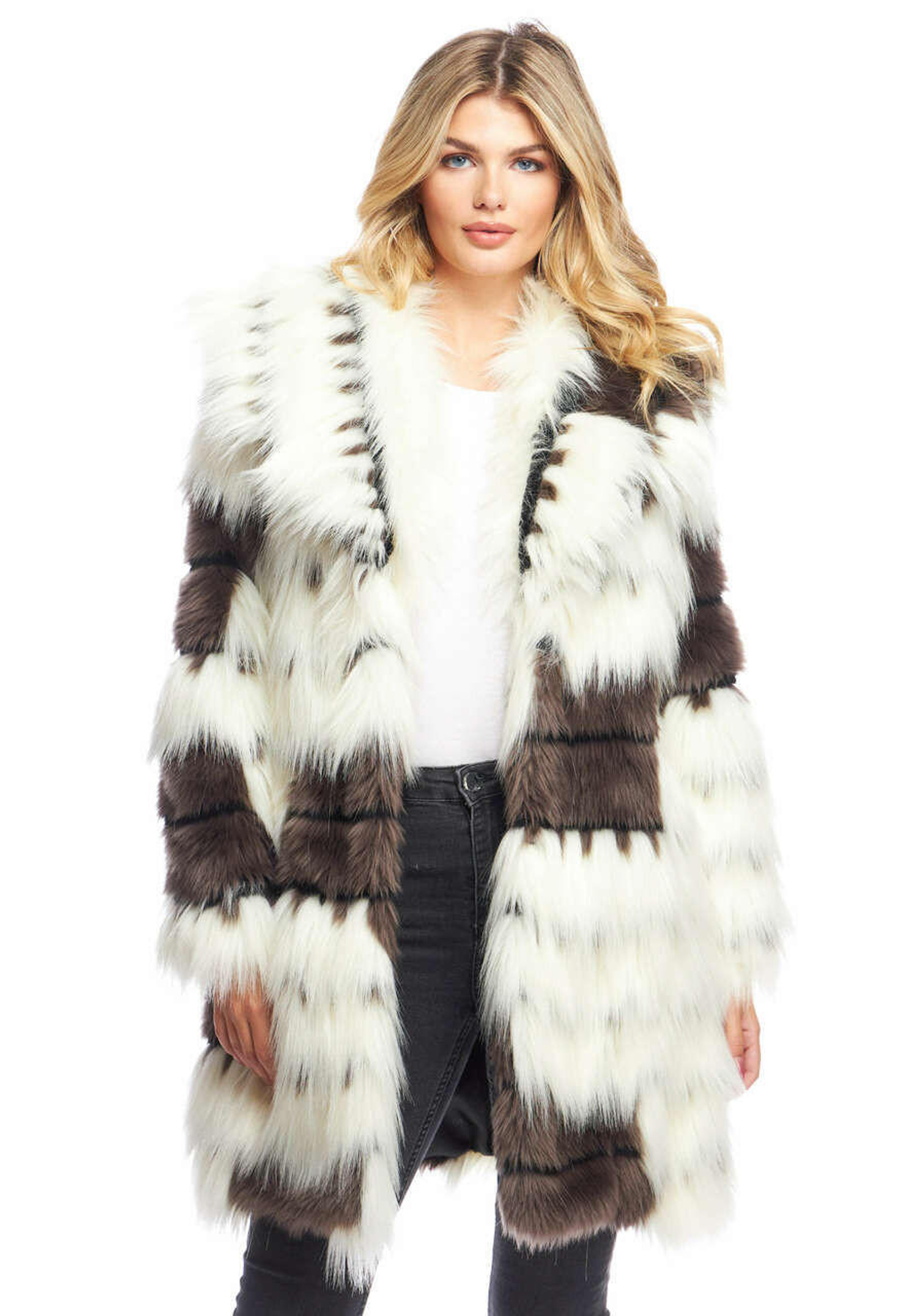 Alter Ego Faux Fur Shawl Collar Coat Women's Coats & Jackets